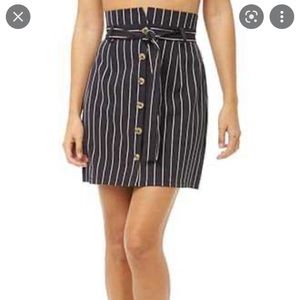 Forever 21 Navy Button Skirt with Maroon and White Stripes